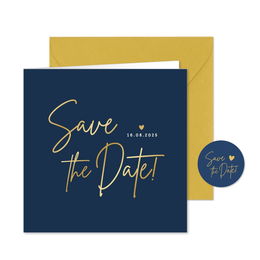Stijlvolle minimalistische Save the Date kaart met datum - Kaartimpressie