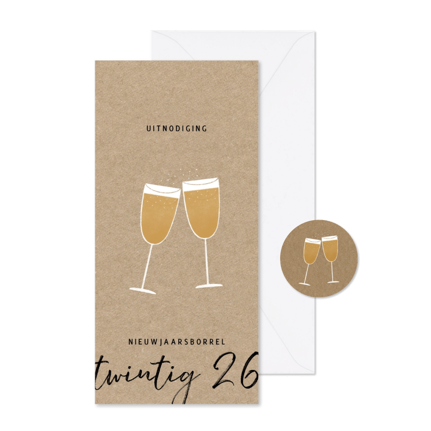 Stijlvolle nieuwjaarsborrel twintig24 uitnodiging  - Kaartimpressie