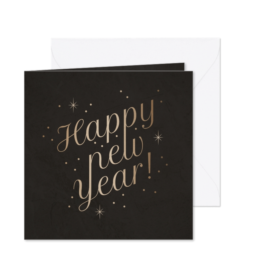 Stijlvolle nieuwjaarskaart 'Happy New Year' fonkels - Kaartimpressie