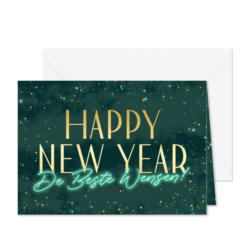 Stijlvolle nieuwjaarskaart met sterrenhemel teal - Kaartimpressie