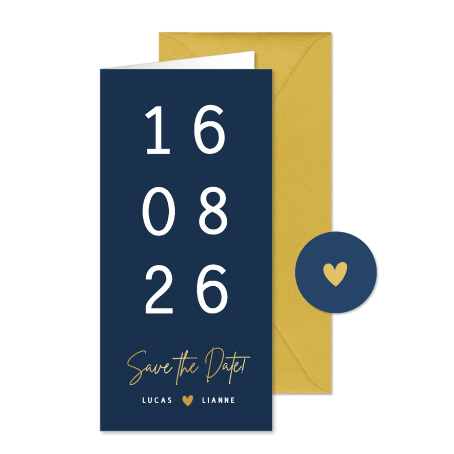 Stijlvolle originele langwerpige datum save the date kaart - Kaartimpressie