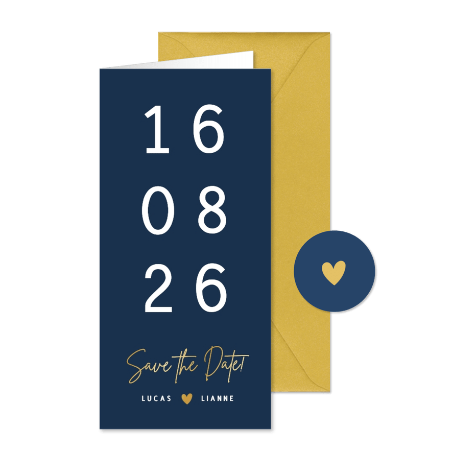 Stijlvolle originele langwerpige datum save the date kaart - Kaartimpressie