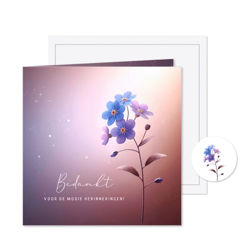 Stijlvolle rouwkaart bedankt voor de mooie herinneringen  - Kaartimpressie