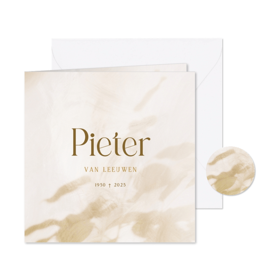 Stijlvolle rouwkaart met eucalyptus - Kaartimpressie