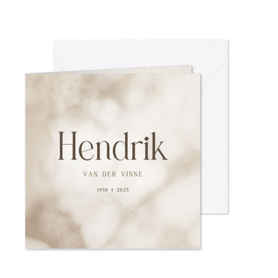 Stijlvolle rouwkaart met schaduw van boom - Kaartimpressie