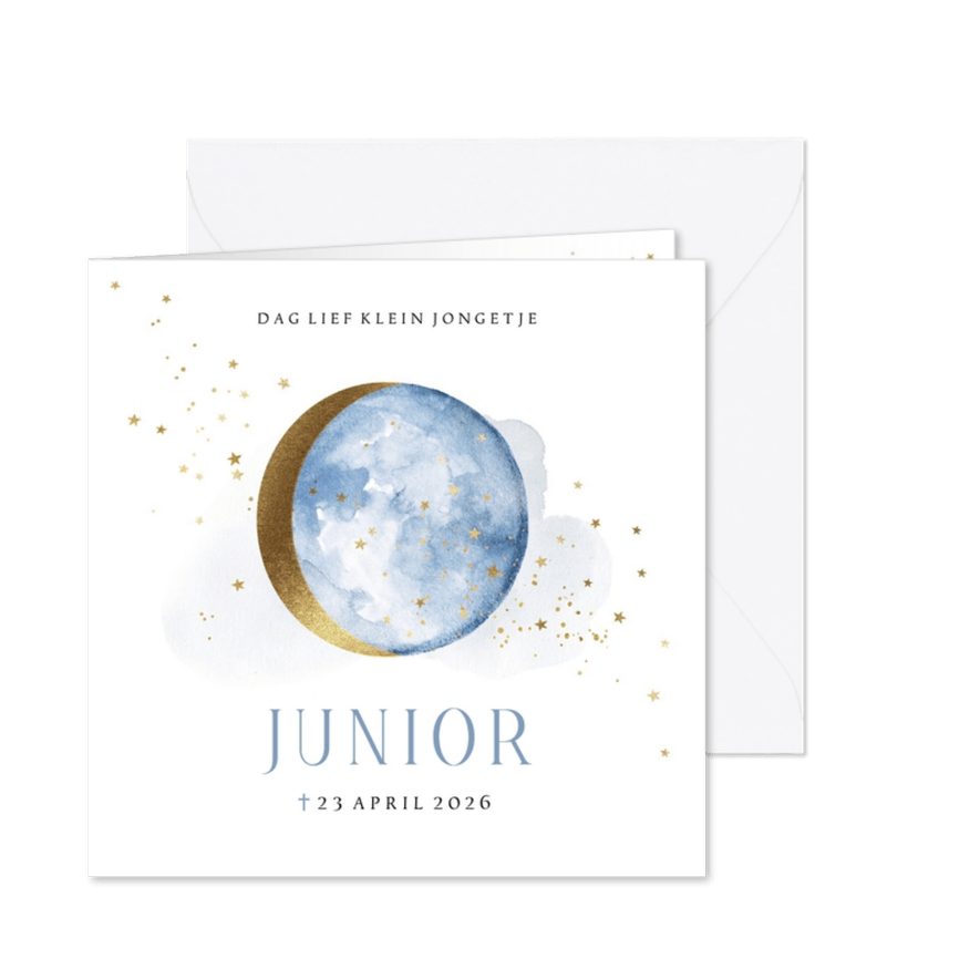 Stijlvolle rouwkaart watercolor sterren goud maan - Kaartimpressie