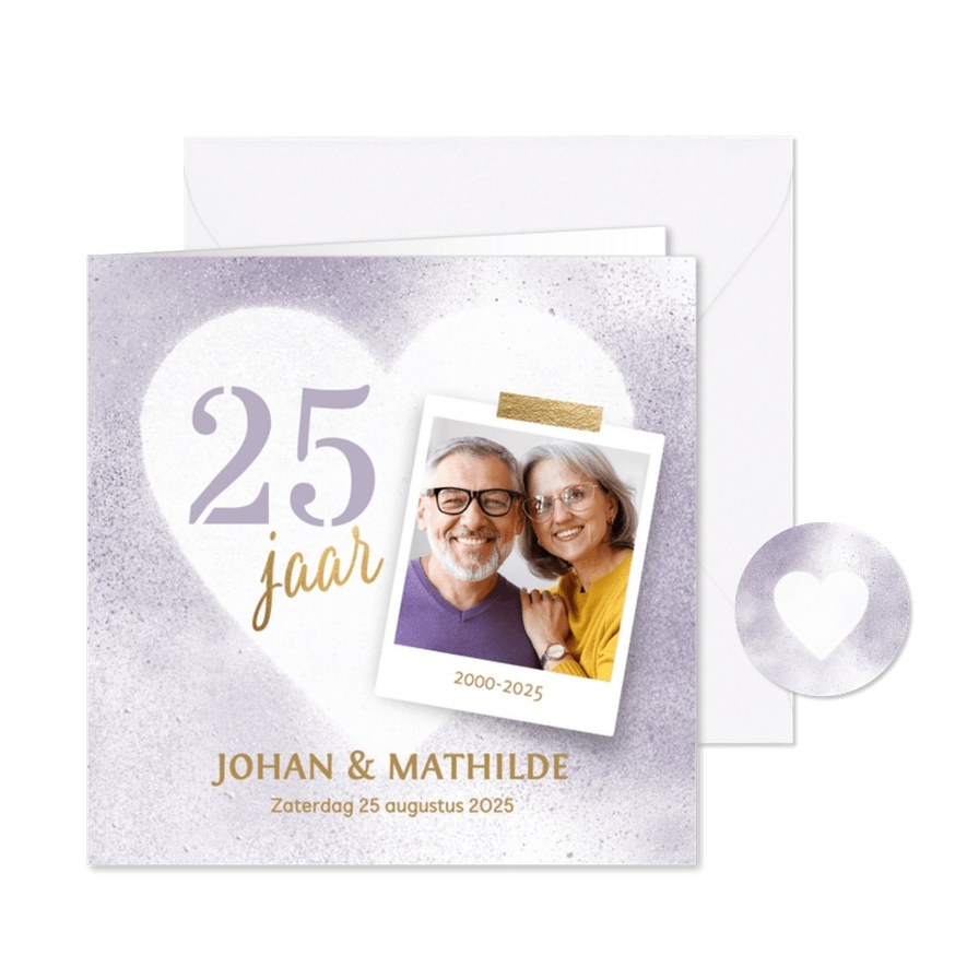 Stijlvolle uitnodiging huwelijk jubileum kaart met foto - Kaartimpressie
