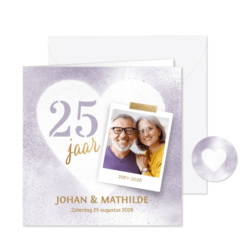 Stijlvolle uitnodiging huwelijk jubileum kaart met foto - Kaartimpressie