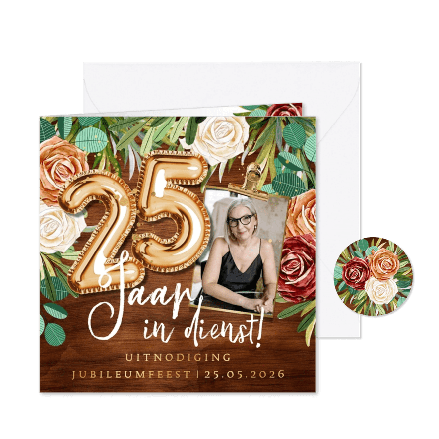 Stijlvolle uitnodiging jubileumfeest 25 jaar botanisch hout - Kaartimpressie
