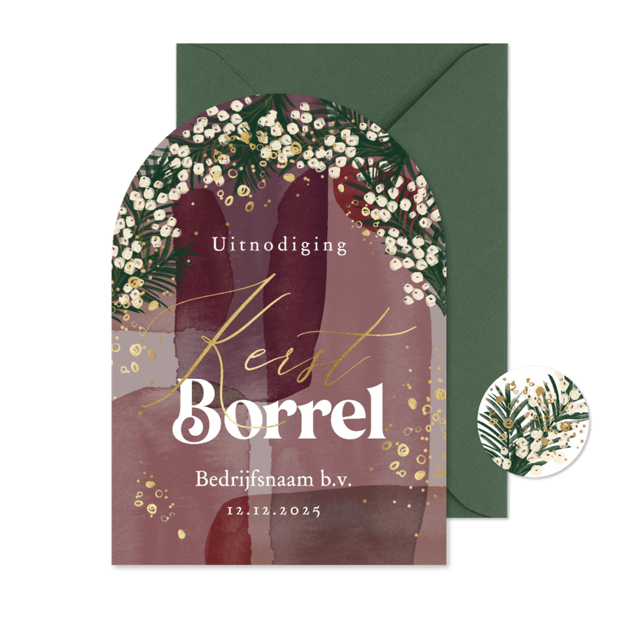 Stijlvolle uitnodiging kerstborrel watercolor bubbels - Kaartimpressie