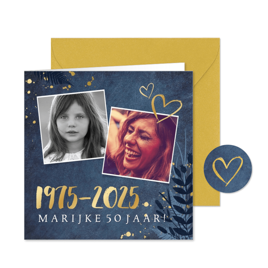 Stijlvolle uitnodiging voor je 50ste verjaardag met 1975 - Kaartimpressie