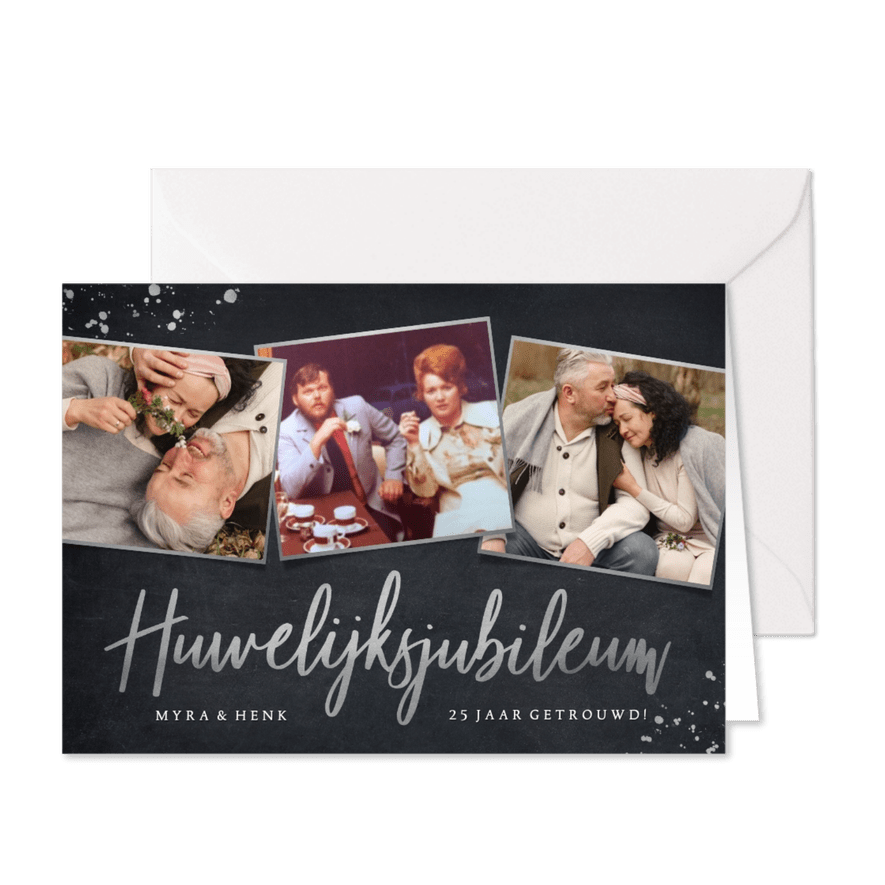 Stijlvolle uitnodiging zilveren huwelijksjubileum - 25 jaar - Kaartimpressie