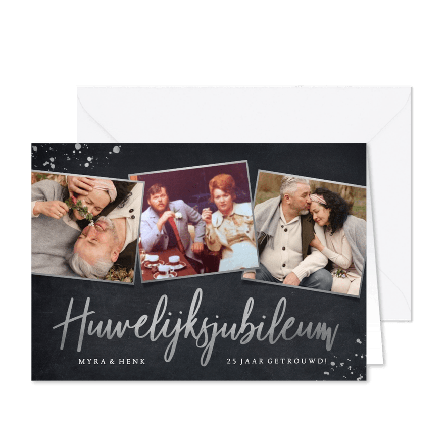Stijlvolle uitnodiging zilveren huwelijksjubileum - 25 jaar  - Kaartimpressie
