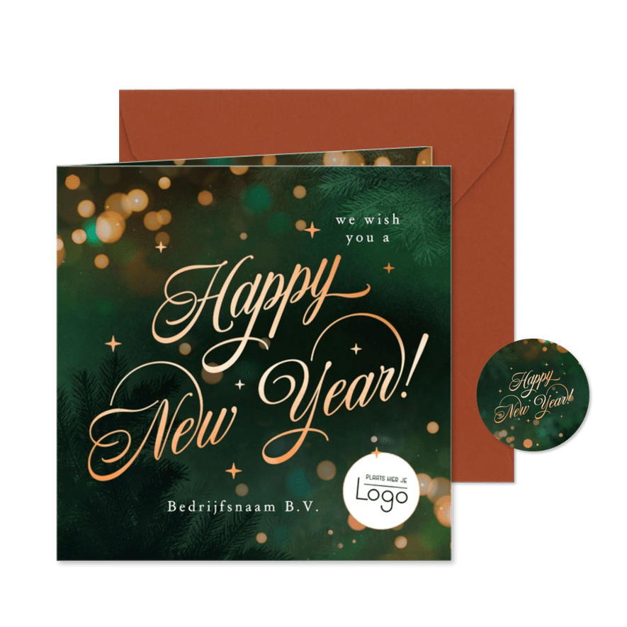 Stijlvolle zakelijke Happy New Year nieuwjaarskaart - Kaartimpressie