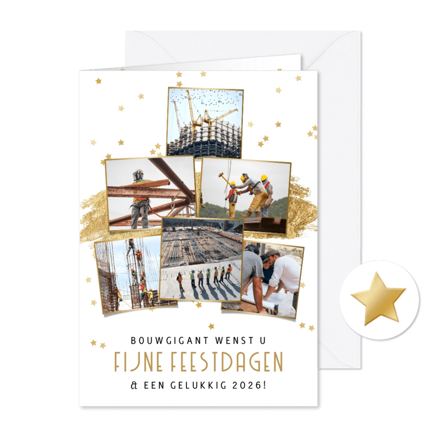 Stijlvolle zakelijke kerst collage kaart voor bouwbedrijf - Kaartimpressie