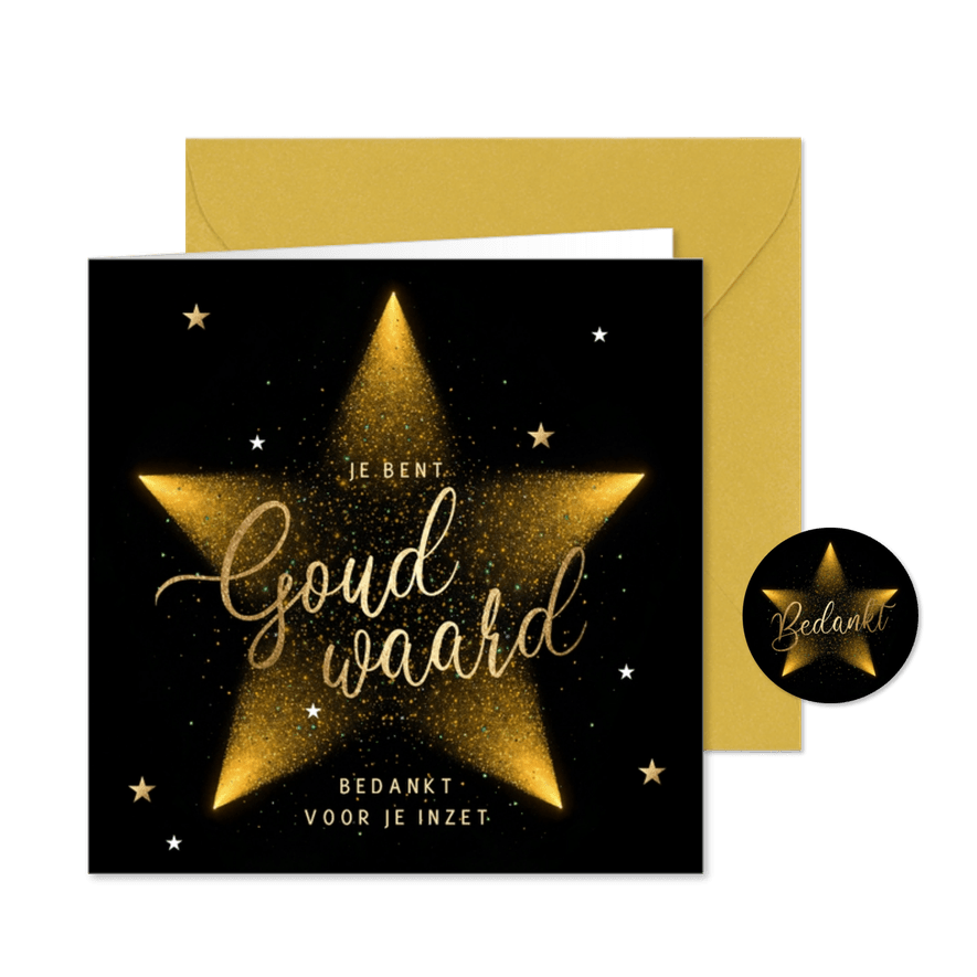 Stijlvolle zakelijke kerstkaart bedankt ster goud waard - Kaartimpressie