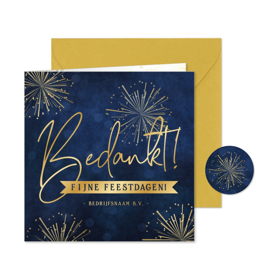 Stijlvolle zakelijke kerstkaart bedankt vuurwerk - Kaartimpressie