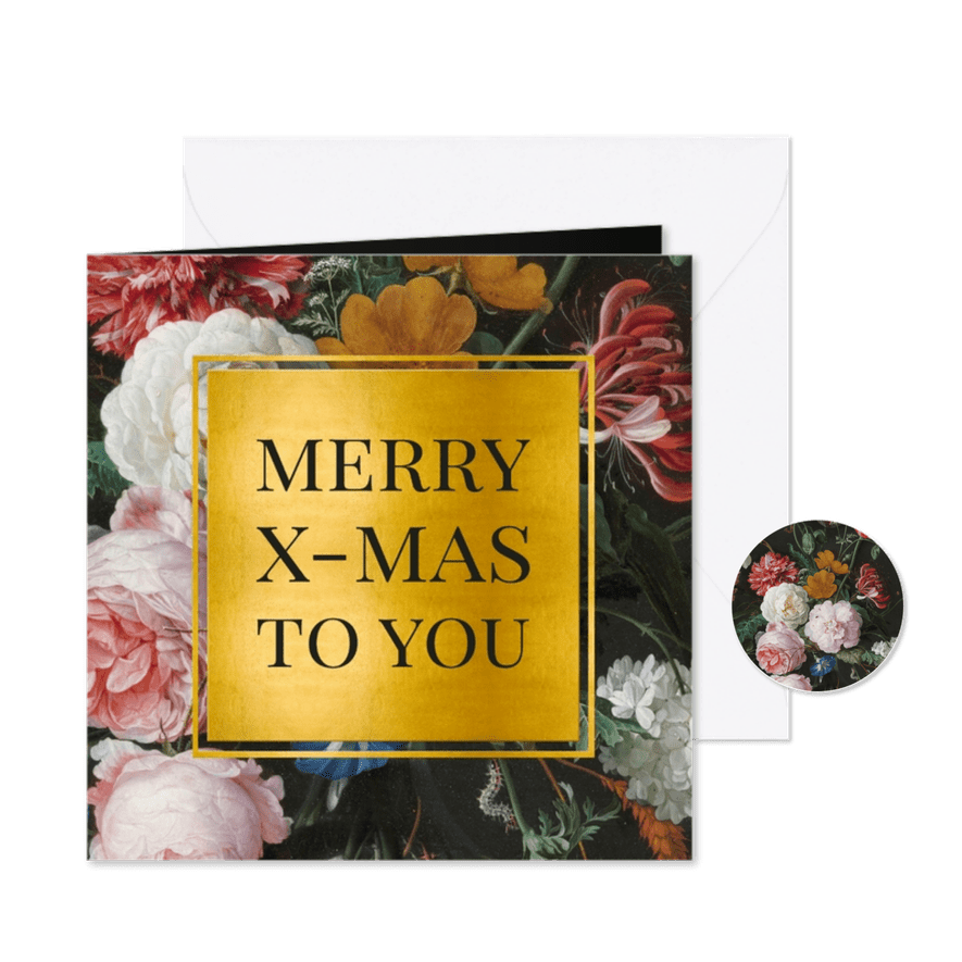 Stijlvolle zakelijke kerstkaart Davidsz bloemen schilderij - Kaartimpressie