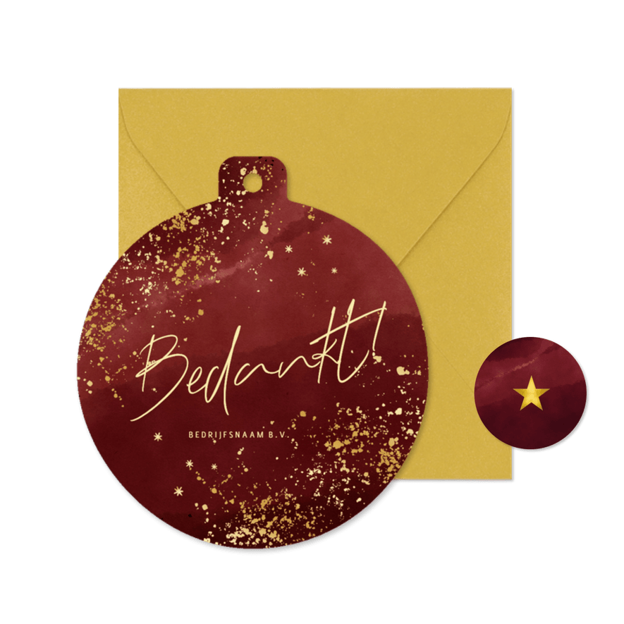 Stijlvolle zakelijke kerstkaart goud bordeaux - Kaartimpressie