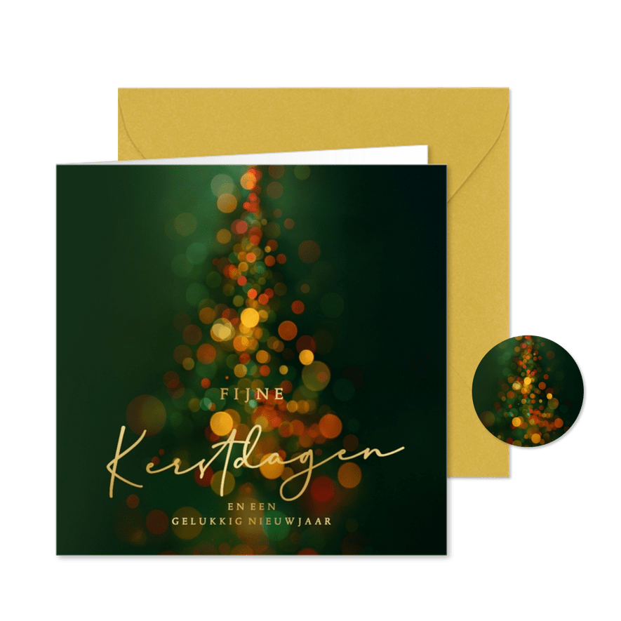 Stijlvolle zakelijke kerstkaart kerstboom licht - Kaartimpressie