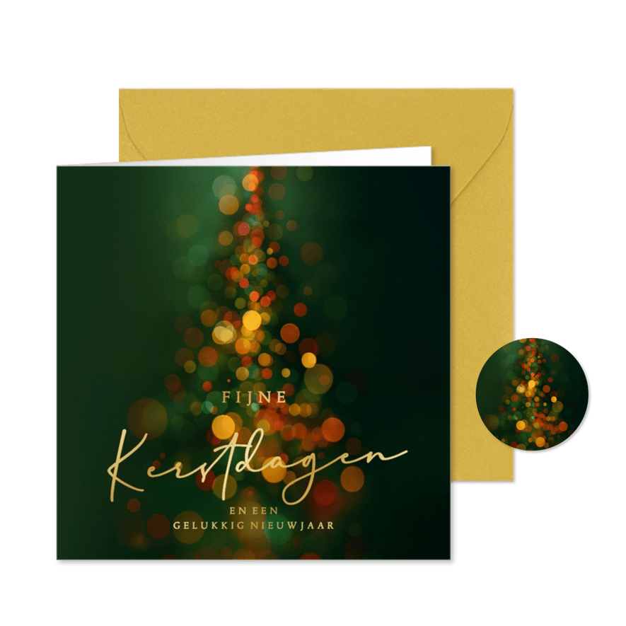 Stijlvolle zakelijke kerstkaart kerstboom licht - Kaartimpressie