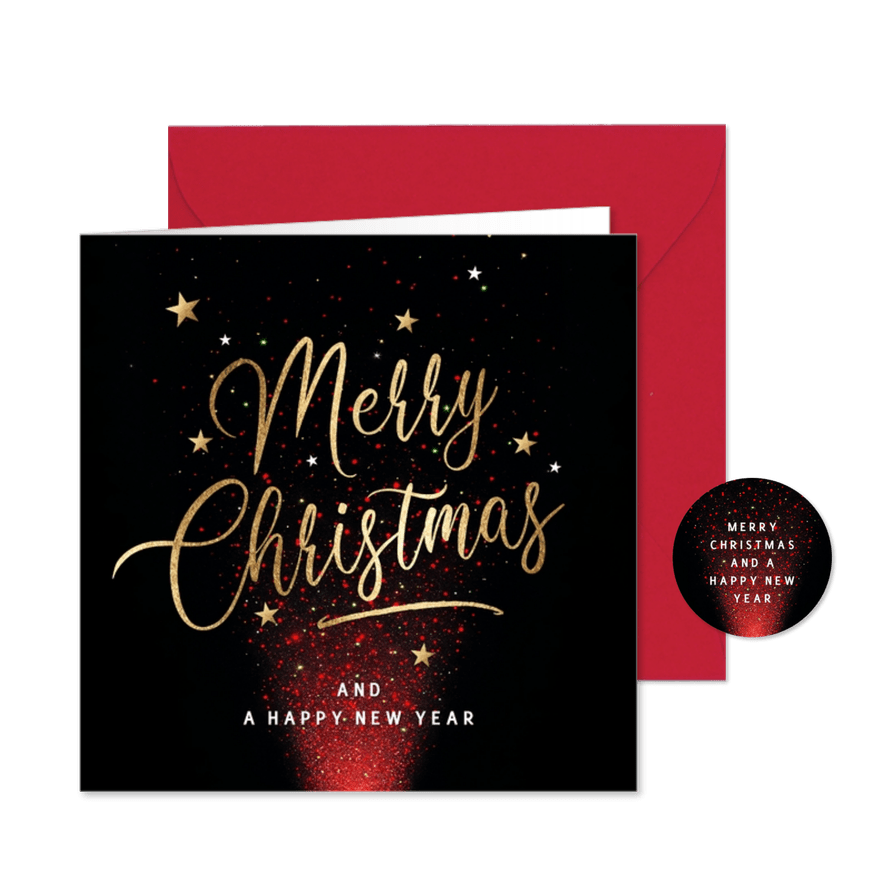 Stijlvolle zakelijke kerstkaart Merry Christmas - Kaartimpressie