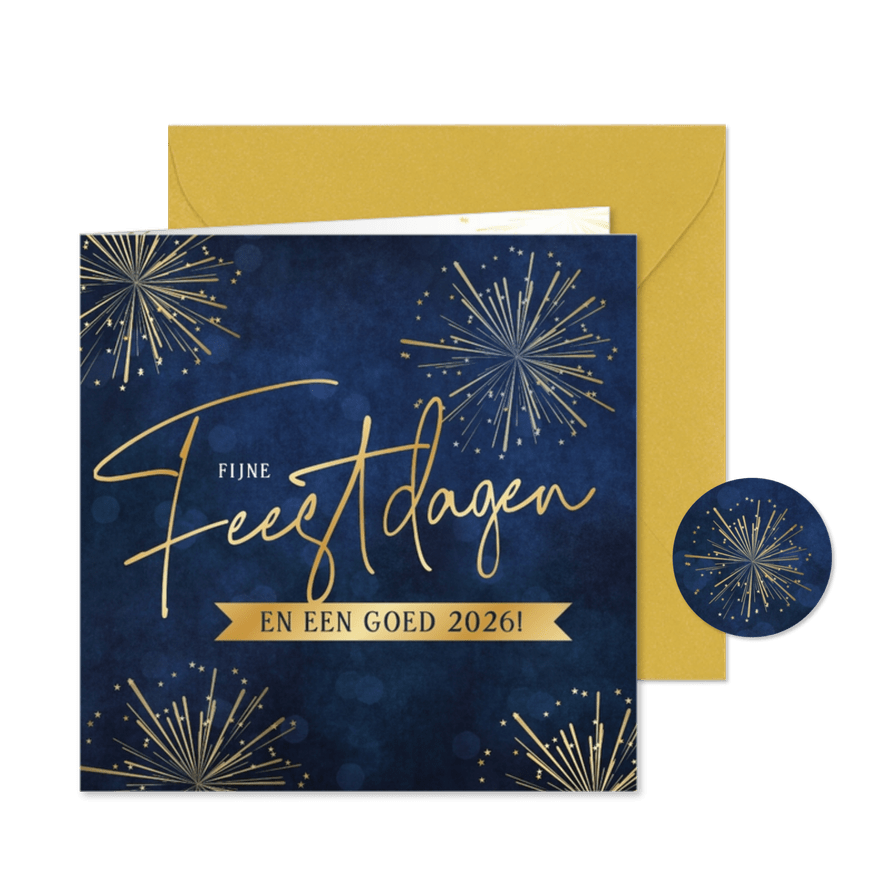 Stijlvolle zakelijke kerstkaart met fijne feestdagen en 2026 - Kaartimpressie