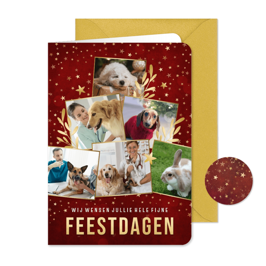 Stijlvolle zakelijke kerstkaart met fotocollage kerstboom - Kaartimpressie