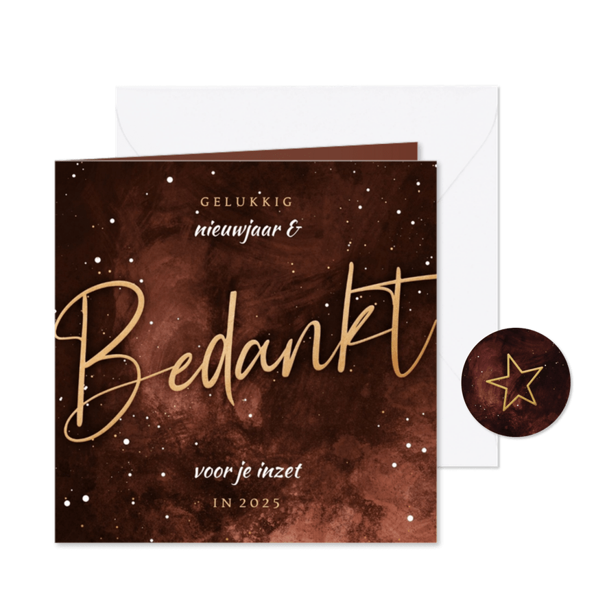 Stijlvolle zakelijke nieuwjaarskaart bedankt roestkleur - Kaartimpressie