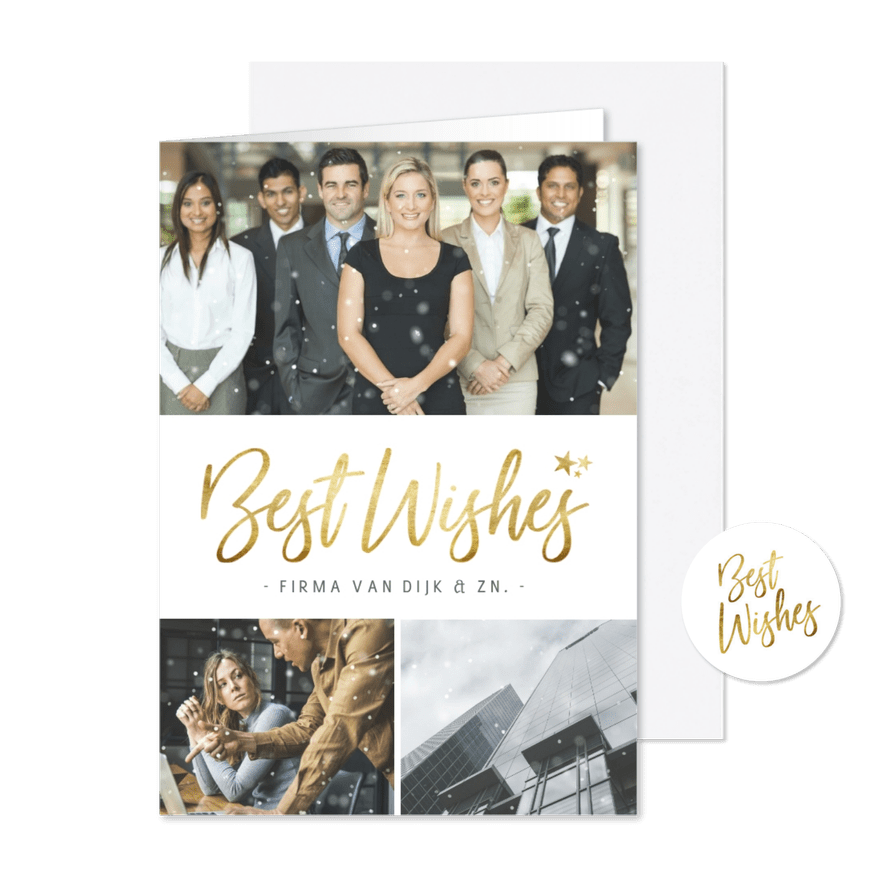 Stijlvolle zakelijke nieuwjaarskaart met 3 eigen foto's - Kaartimpressie