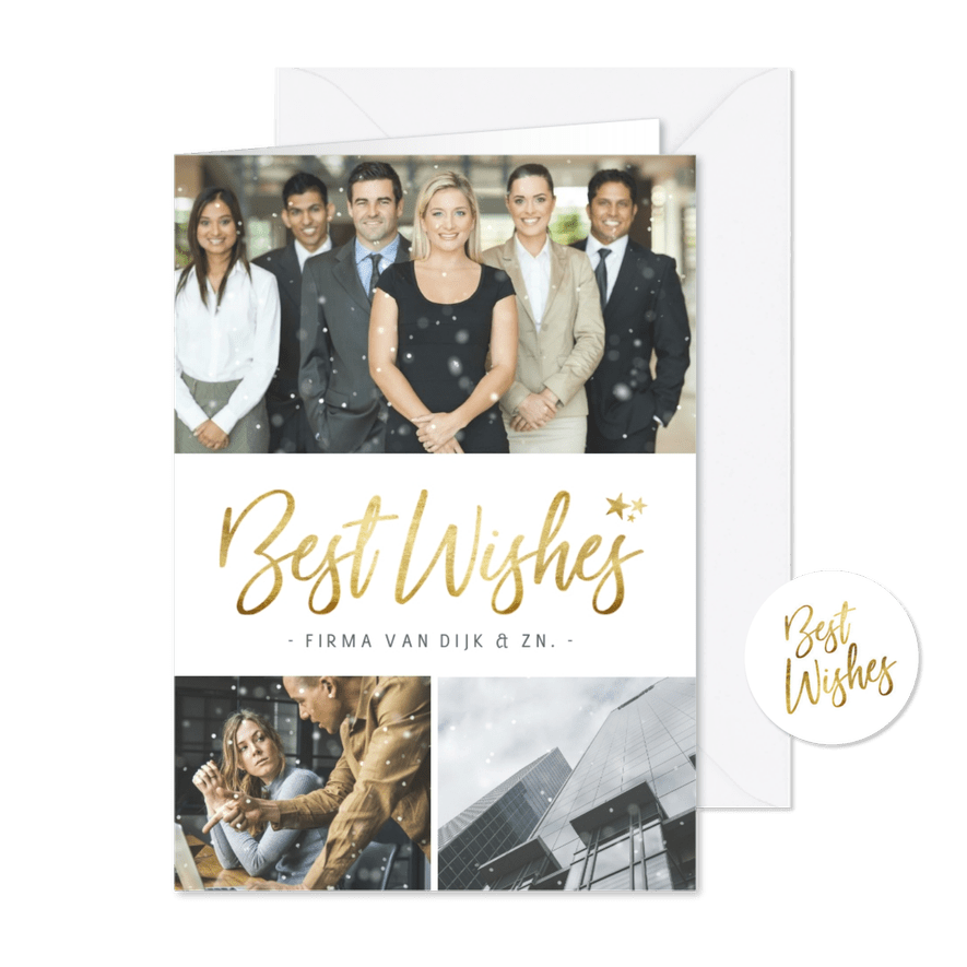 Stijlvolle zakelijke nieuwjaarskaart met 3 eigen foto's - Kaartimpressie