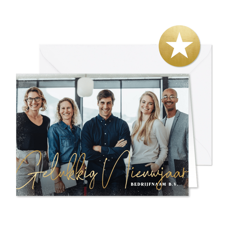 Stijlvolle zakelijke nieuwjaarskaart met grote eigen foto - Kaartimpressie