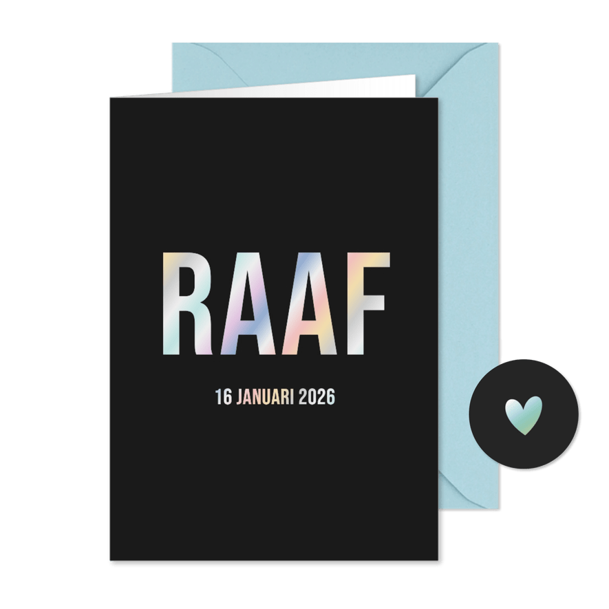 Stoer geboortekaartje jongen met holografisch foliedruk - Kaartimpressie