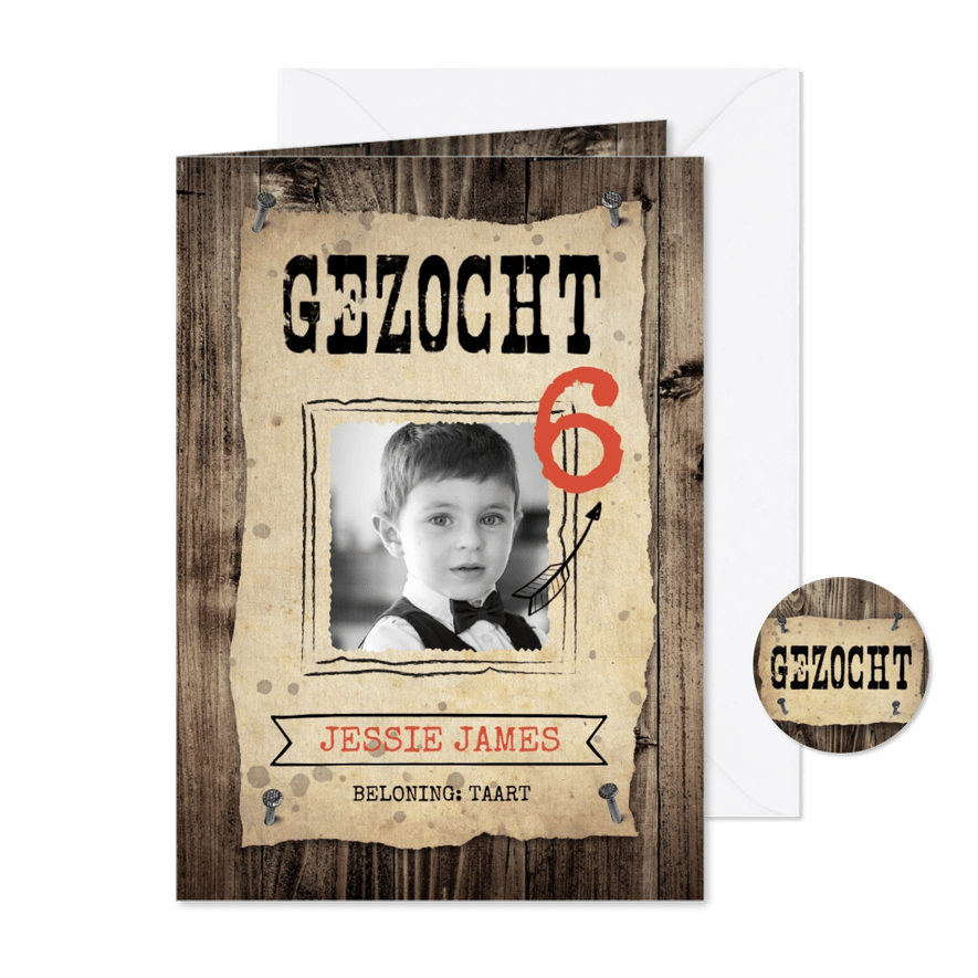 Stoere uitnodiging kinderfeestje met cowboy thema - Kaartimpressie