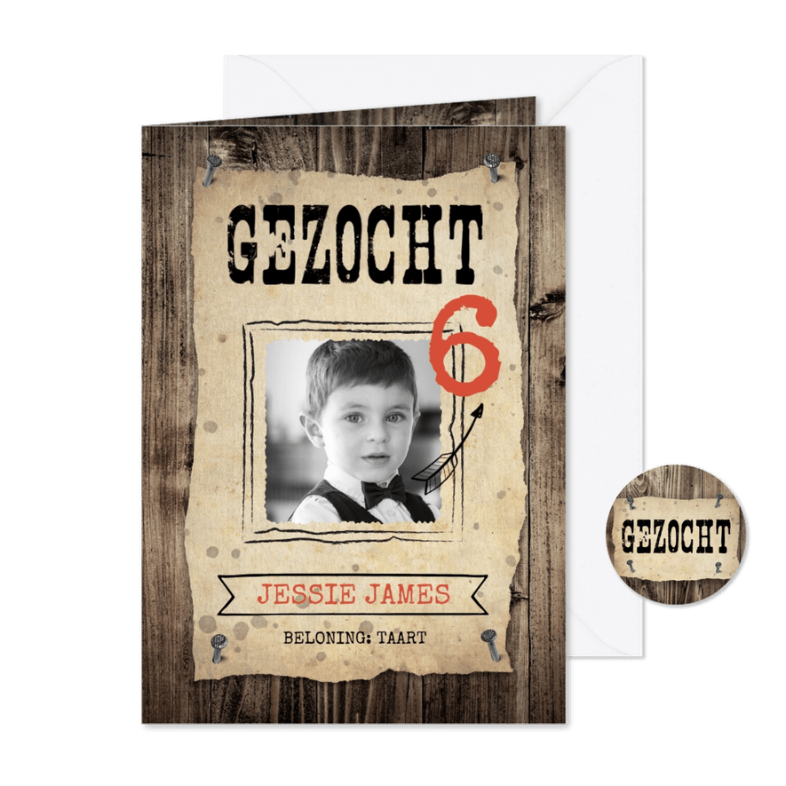Stoere uitnodiging kinderfeestje met cowboy thema - Kaartimpressie