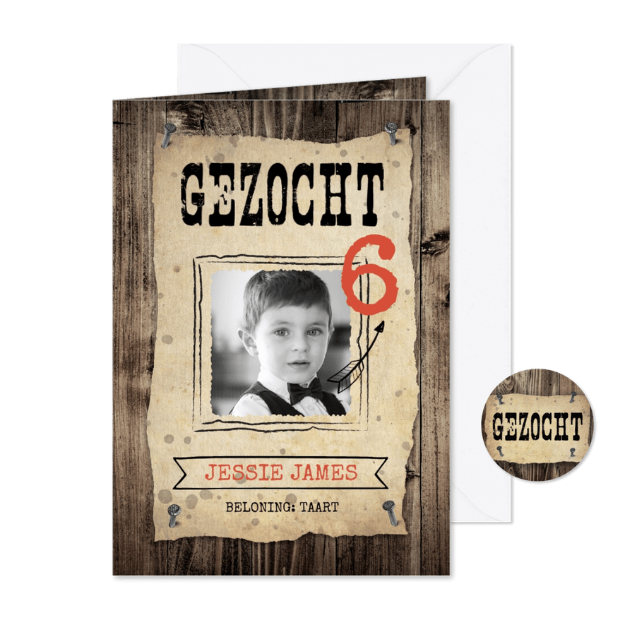 Stoere uitnodiging kinderfeestje met cowboy thema - Kaartimpressie