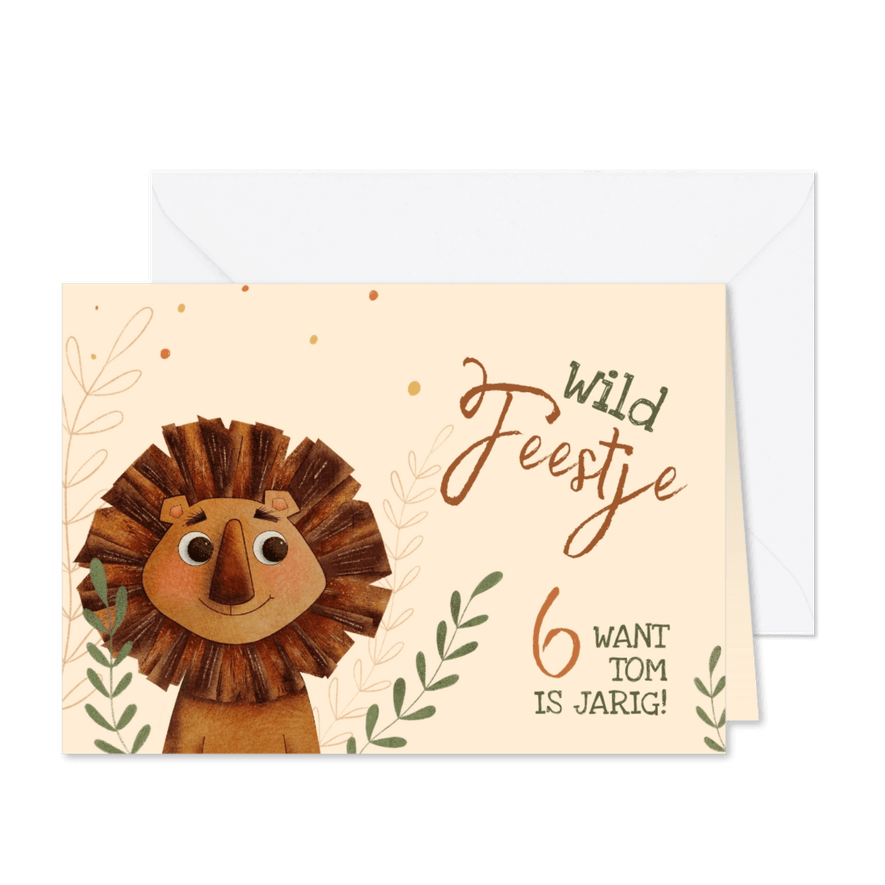 Stoere uitnodigingskaart voor kinderfeestje - Kaartimpressie