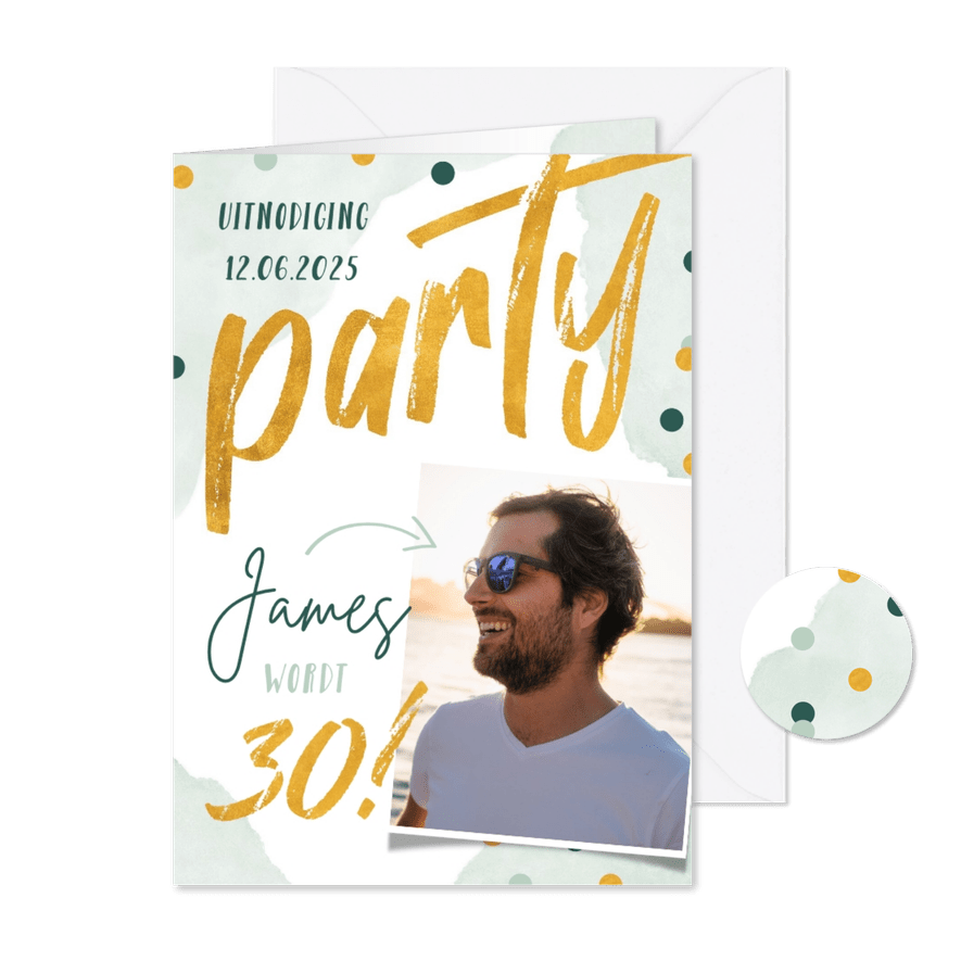 Superfeestelijke uitnodiging voor verjaardagsfeestje - Kaartimpressie