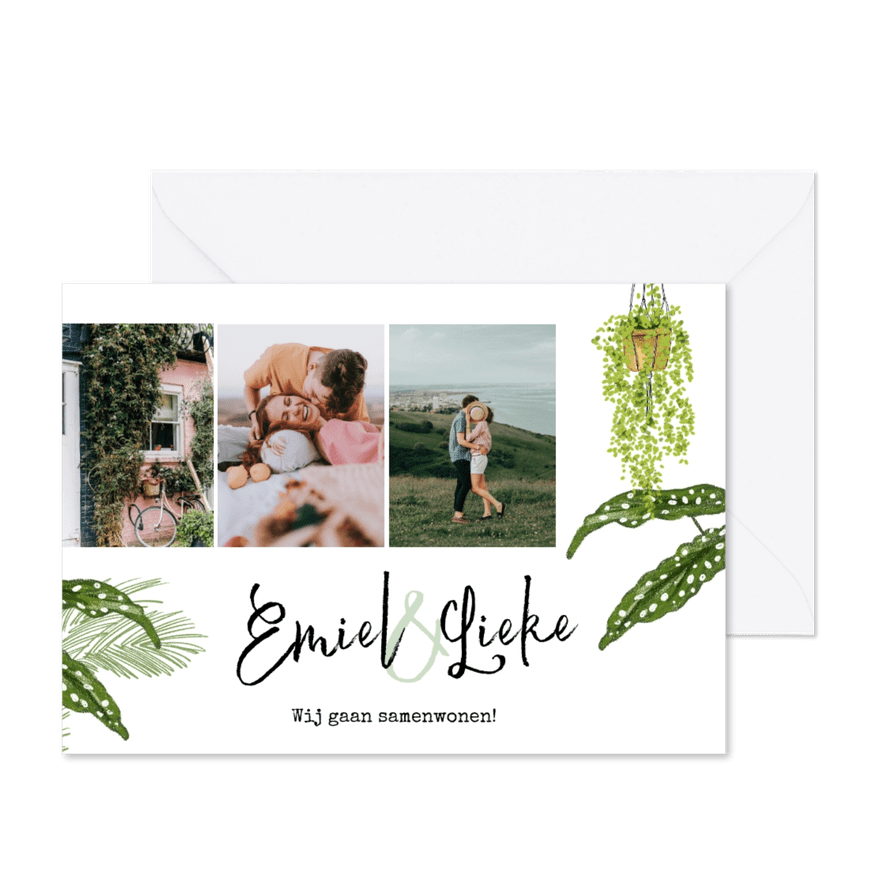 Toffe verhuiskaart samenwonen met botanisch tintje - Kaartimpressie