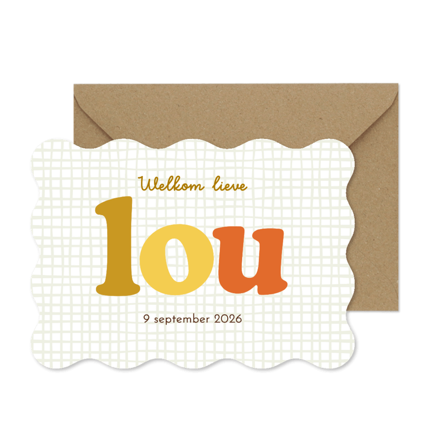 Trendy geboortekaartje wave kleurrijk blokpatroon stoer - Kaartimpressie