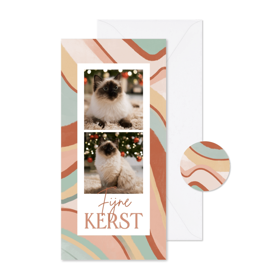 Trendy kerstkaart organische patroon in natuurtinten - Kaartimpressie