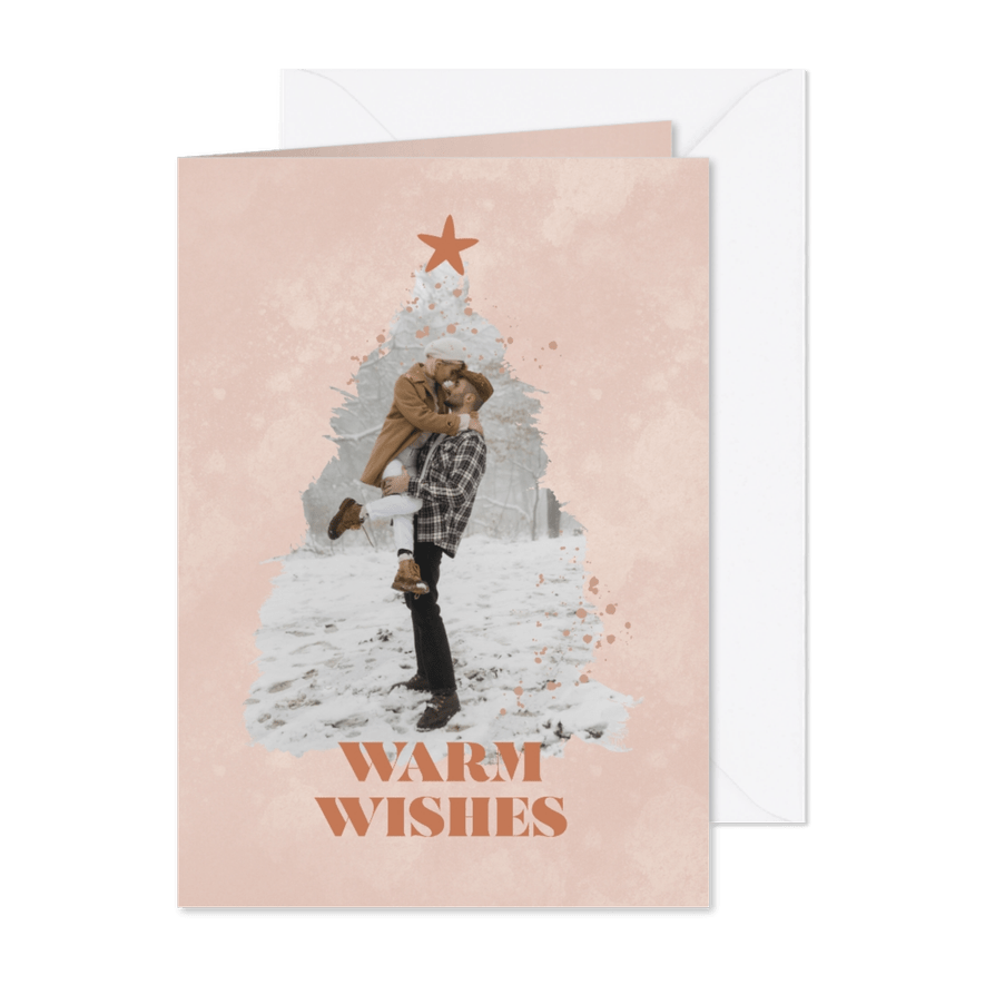 Trendy nieuwjaarskaart met foto in kerstboom vorm - Kaartimpressie