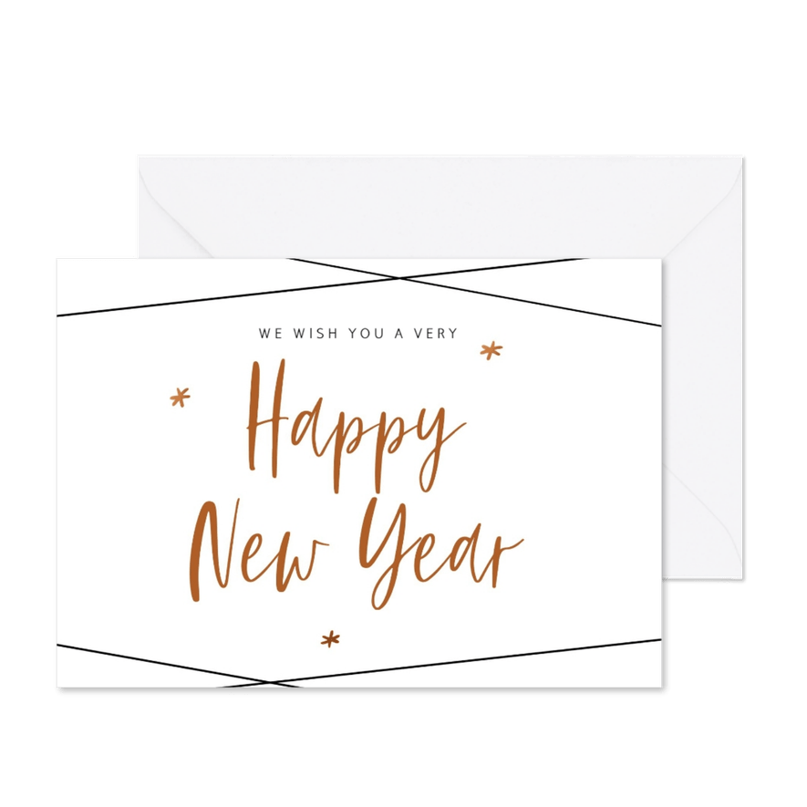 Trendy nieuwjaarskaart met geometrische strepen - Kaartimpressie
