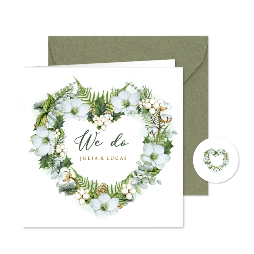 Trouwen hart botanisch - Kaartimpressie