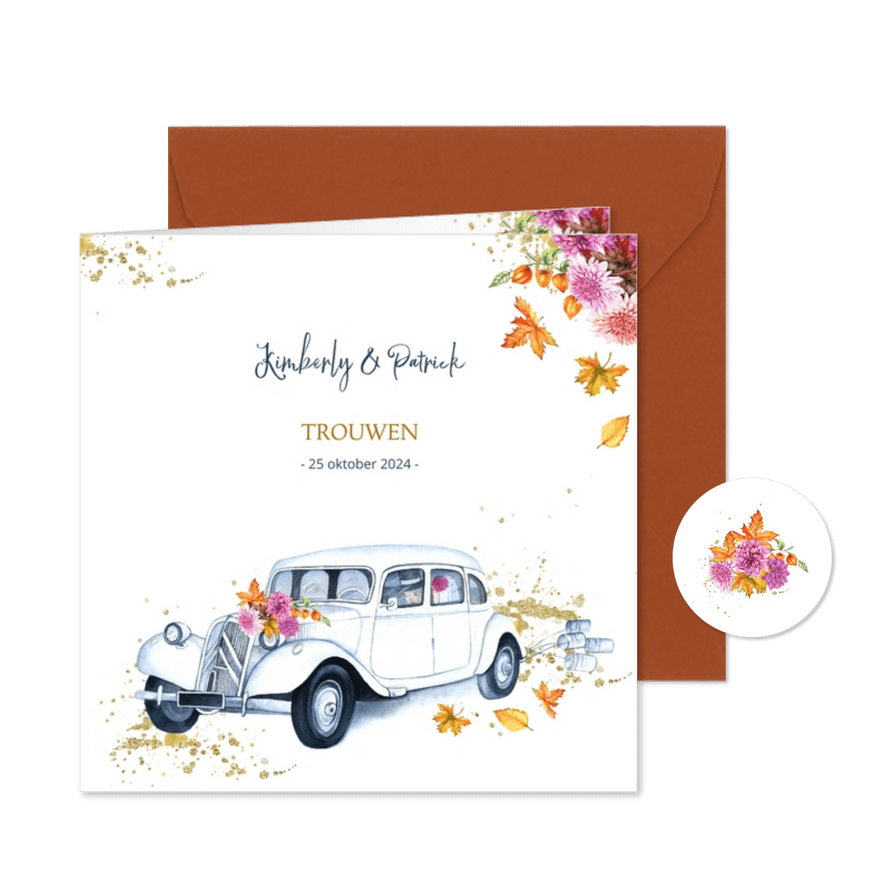 Trouwen oldtimer herfst - Kaartimpressie