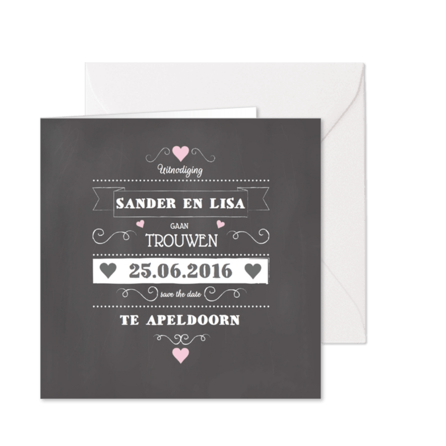 Trouwkaart Affiche Chalkboard - Kaartimpressie