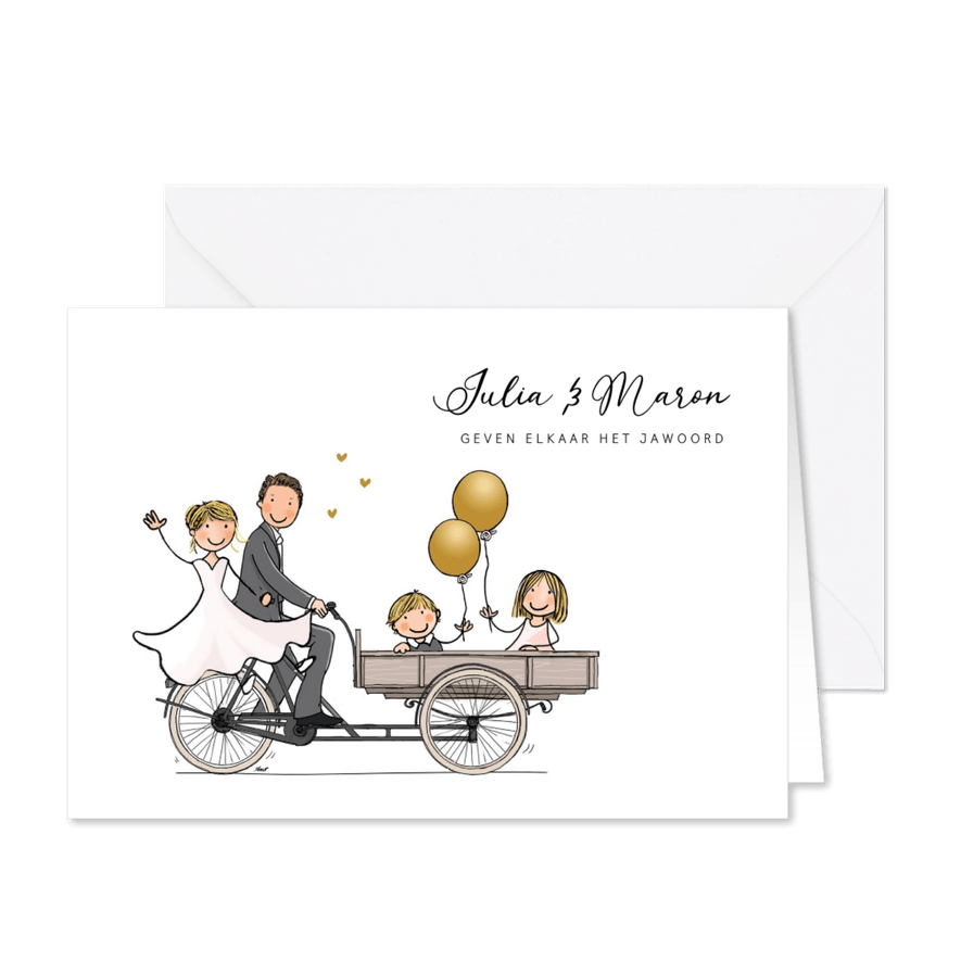 Trouwkaart Bakfiets kinderen2 - Kaartimpressie