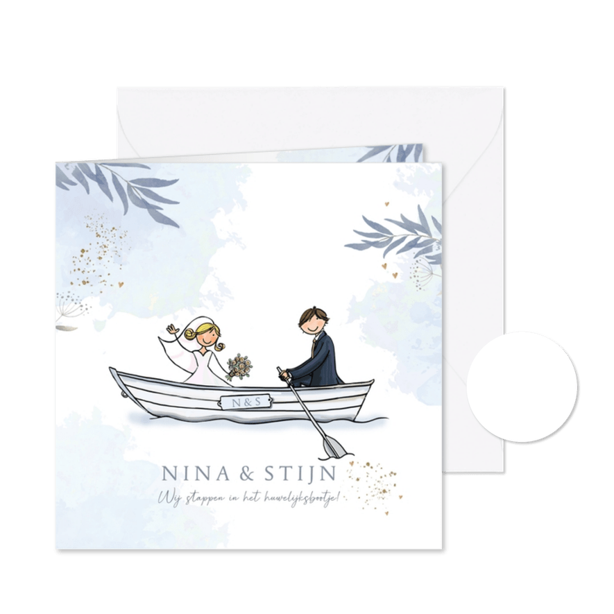 Trouwkaart bootje met cirkel - Kaartimpressie