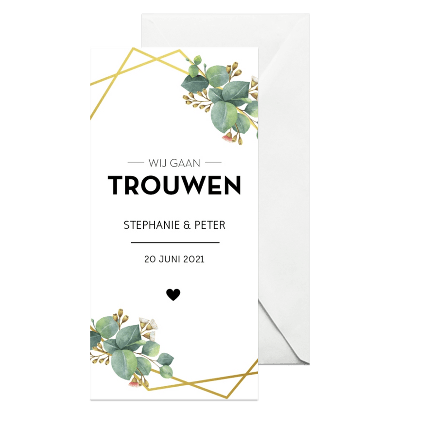 Trouwkaart botanical - Kaartimpressie