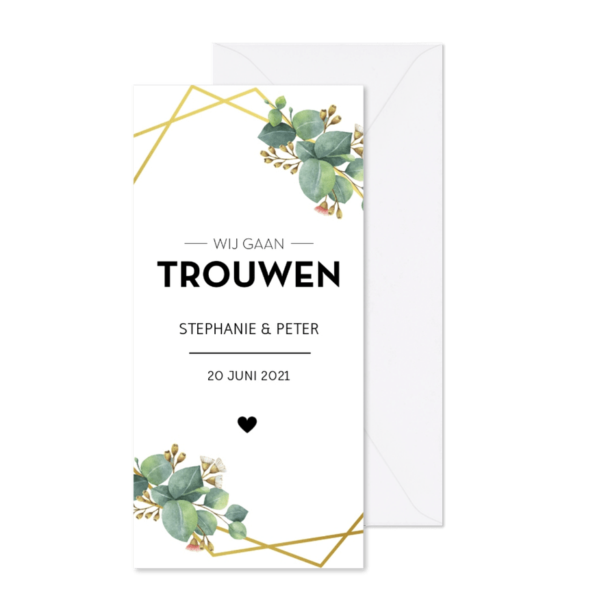 Trouwkaart botanical - Kaartimpressie